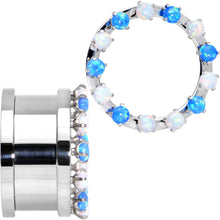 将图片加载到图库查看器,7/8 Aurora Blue Opal Gem Titanium Tunnels with Removable Dermal Tops