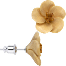 Load image into Gallery viewer, Organic Wood Hand Carved Bali Blossom Stud Earrings