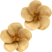 Load image into Gallery viewer, Organic Wood Hand Carved Bali Blossom Stud Earrings