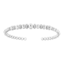 Load image into Gallery viewer, .925 Sterling Silver 1/4 Cttw Diamond Rondelle Graduated Ball Bead Cuff Bangle Bracelet (I-J color, I2-I3 clarity) - Fits wrists up to 7 1/2 inches