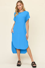 Load image into Gallery viewer, Double Take Full Size Round Neck Short Sleeve Slit Dress Stylish & Comfortable Casual Dress