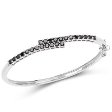 Load image into Gallery viewer, 2.52 Carat Genuine Black Diamond .925 Sterling Silver Bangle