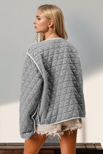 Load image into Gallery viewer, Charming Double Take Contrast Trim Tie Front Quilted Jacket with Pockets Elegant & Cozy Outerwear