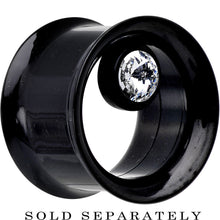 Load image into Gallery viewer, 9/16 Black IP Clear CZ Double Flare Screw Fit Tunnel