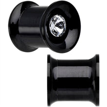 Load image into Gallery viewer, 0G Clear CZ Gem Black IP Screw Fit Tunnel Plug Set