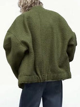 将图片加载到图库查看器,Autumn Casual Full Size Drop Shoulder Snap Down Jacket with Buttoned Front and Pockets