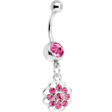 将图片加载到图库查看器,Pink Gem Blossoming Flower Dangle Belly Ring