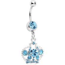 将图片加载到图库查看器,Aqua Gem Crown Dangle Belly Ring