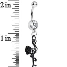 Load image into Gallery viewer, Clear Gem Black Flamingo Dangle Belly Ring