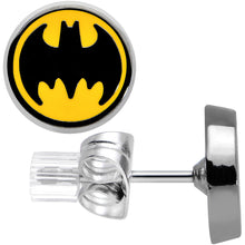 Load image into Gallery viewer, Officially Licensed 316L Stainless Steel Round Batman Stud Earrings