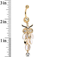 将图片加载到图库查看器,Clear Gem White Faux Opal Gold Anodized Feather Owl Dangle Belly Ring