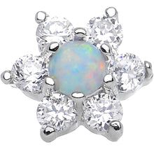 Load image into Gallery viewer, 1/4 White Faux Opal Clear Petaled Floral Tragus Cartilage Earring