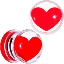 Load image into Gallery viewer, Clear Acrylic Red Heart Double Flare Saddle Plug Set 2G to 20mm