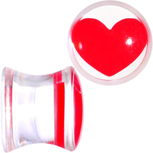 Load image into Gallery viewer, Clear Acrylic Red Heart Double Flare Saddle Plug Set 2G to 20mm