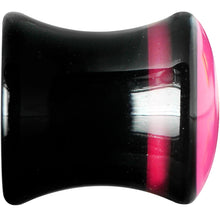Load image into Gallery viewer, 0G Black Acrylic Hot Pink Heart Saddle Plug