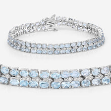 Load image into Gallery viewer, 17.22 Carat Genuine Blue Topaz and White Diamond .925 Sterling Silver Bracelet