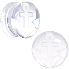 将图片加载到图库查看器,White Anchor Clear Acrylic Saddle Plug Set Available in Sizes 6mm to 20mm