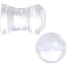 Load image into Gallery viewer, White Mustache Clear Acrylic Saddle Plug Set Available in Sizes 6mm to 20mm