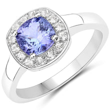 Load image into Gallery viewer, 1.51 Carat Genuine Tanzanite and White Topaz .925 Sterling Silver ring