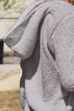 将图片加载到图库查看器,Women Full Size Teddy Hooded Jacket with Pockets Cozy Casual Jacket Comfortable Women Jacket