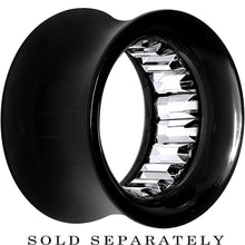 Load image into Gallery viewer, Black Acrylic Clear Gem Inlay Saddle Tunnel Plug 0G to 1 Inch