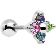 将图片加载到图库查看器,16G 1/4 Quad Multicolor Gem Cartilage Tragus Barbell Earring