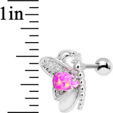 Load image into Gallery viewer, Stainless Steel Pink Faux Opal Butterfly Left Cartilage Earring