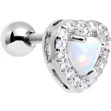 Load image into Gallery viewer, Stainless Steel White Faux Opal Heart Tragus Cartilage Earring