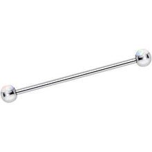 Load image into Gallery viewer, 316L Stainless Steel White Faux Opal Industrial Barbell 36mm