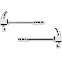 Load image into Gallery viewer, 14G 5/8 Stainless Steel Nailed It Hammer Nipple Barbell Set
