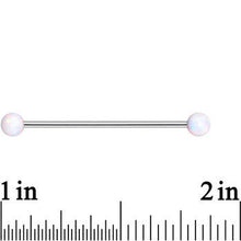 Load image into Gallery viewer, 316L Stainless Steel White Faux Opal Ended Industrial Barbell 35mm