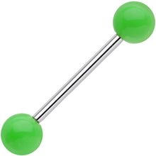 Load image into Gallery viewer, 14G 5/8 Grade 23 Titanium Green Acrylic Ball Tongue Ring