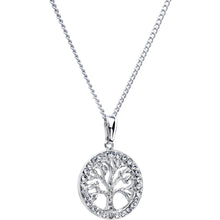 Load image into Gallery viewer, Stainless Chain Clear Gem Tree of Life Medallion Pendant Necklace
