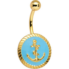 将图片加载到图库查看器,Gold Plated Blue Anchor Seal Belly Ring