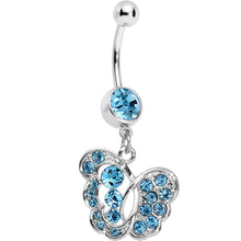 将图片加载到图库查看器,Blue Gem Fancy Butterfly Dangle Belly Ring