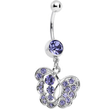 将图片加载到图库查看器,Purple Gem Fancy Butterfly Dangle Belly Ring