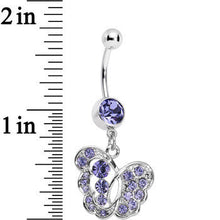将图片加载到图库查看器,Purple Gem Fancy Butterfly Dangle Belly Ring