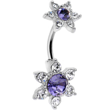 将图片加载到图库查看器,Purple Gem Double Flower Top Mount Belly Ring