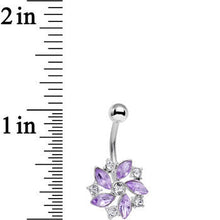 Load image into Gallery viewer, Clear Purple Gem Love Me Not Elegant Flower Belly Ring