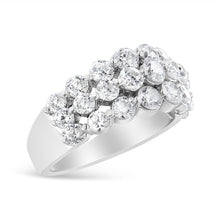 将图片加载到图库查看器,10K White Gold 2 1/2 Cttw Round Natural Diamond 3 Row Band Ring (I-J Color, I1-I2 Clarity) - Ring Size 7