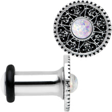 Load image into Gallery viewer, 4G Stainless Steel Sky Wheel White Synthetic Opal Plug Set