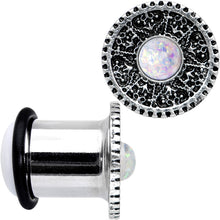 Load image into Gallery viewer, 00G Stainless Steel Sky Wheel White Synthetic Opal Plug Set