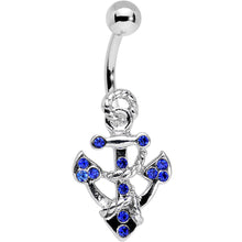 将图片加载到图库查看器,Blue Gem Caravelle Anchor Belly Ring