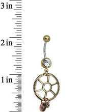 将图片加载到图库查看器,Clear Gem Get in Gear Worker's Wheel Dangle Belly Ring