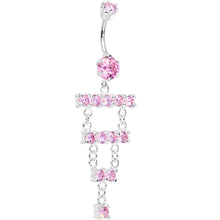 Load image into Gallery viewer, 925 SilverPink CZ Chandelier Ladder Style Dangle Belly Ring