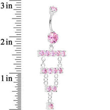 Load image into Gallery viewer, 925 SilverPink CZ Chandelier Ladder Style Dangle Belly Ring