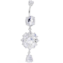 将图片加载到图库查看器,925 SilverClear CZ Pretty Princess Dangle Belly Ring
