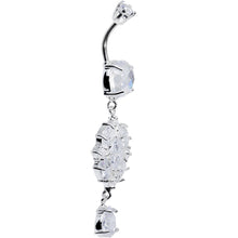 将图片加载到图库查看器,925 SilverClear CZ Pretty Princess Dangle Belly Ring