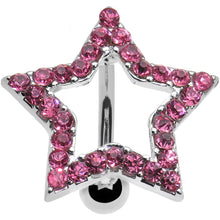 Load image into Gallery viewer, Pink Cubic Zirconia Hollow Star Top Mount Belly Ring