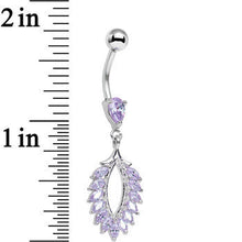 Load image into Gallery viewer, Lilac CZ Gem Light as a Feather Dangle Belly Ring